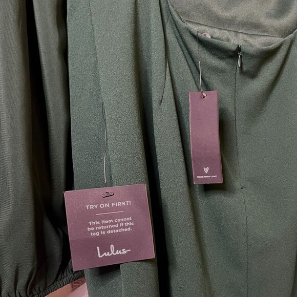 NWT Lulus Exceptionally Flirty Green Long Sleeve Backless Mini Dress - Size L - Picture 7 of 10